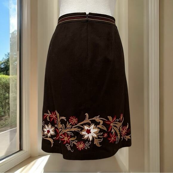 NEW Ann Taylor Loft Wool Classic Tailored Embroidered Floral A-line Skirt 4P - Picture 4 of 14